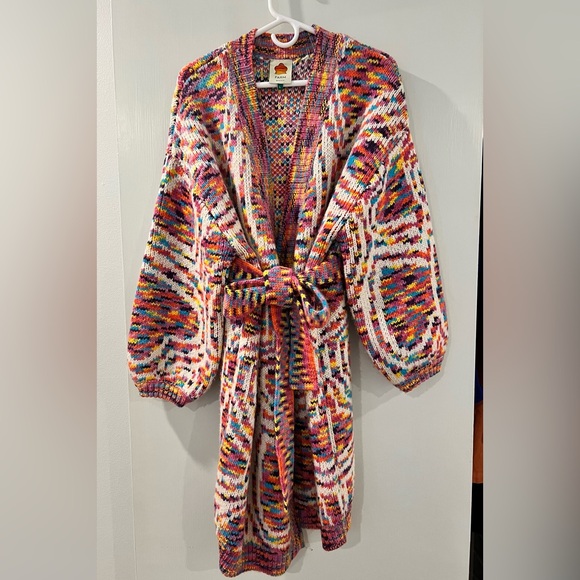 FARM Rio Sweaters - Farm Rio Rainbow Wild Hearts Cardigan